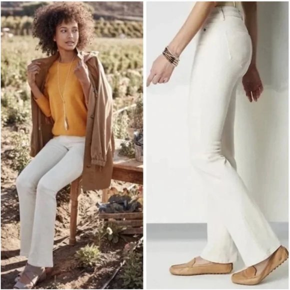 NWT J Jill Denim Modern Slim Boot Cut Jeans In Oatmeal Natural Color14P - Picture 1 of 8